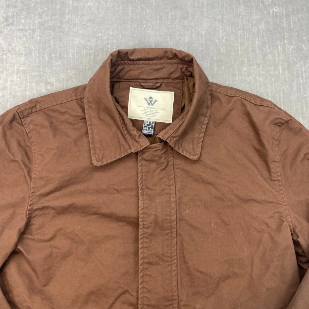 Wenven‎ Mens Medium Brown Cotton Canvas Workwear Jacket Full Zip Utility
